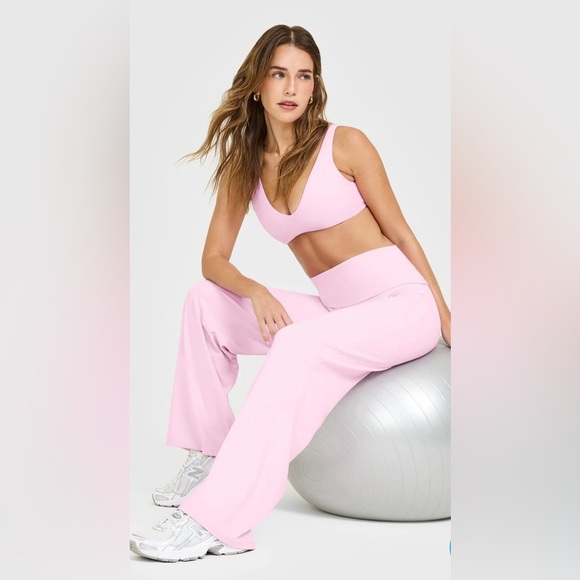 Oner Active SOFTMOTION™ FOLD OVER STRAIGHT LEG BOTTOMS Chalk Pink L short length - Picture 3 of 7